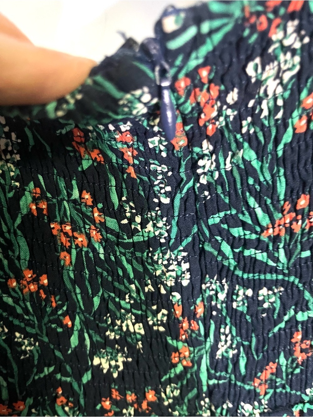Anthro Lost + Wander Navy Blue Floral Wide Neckline 3/4 Puff Sleeve Maxi Dress S - Picture 6 of 11